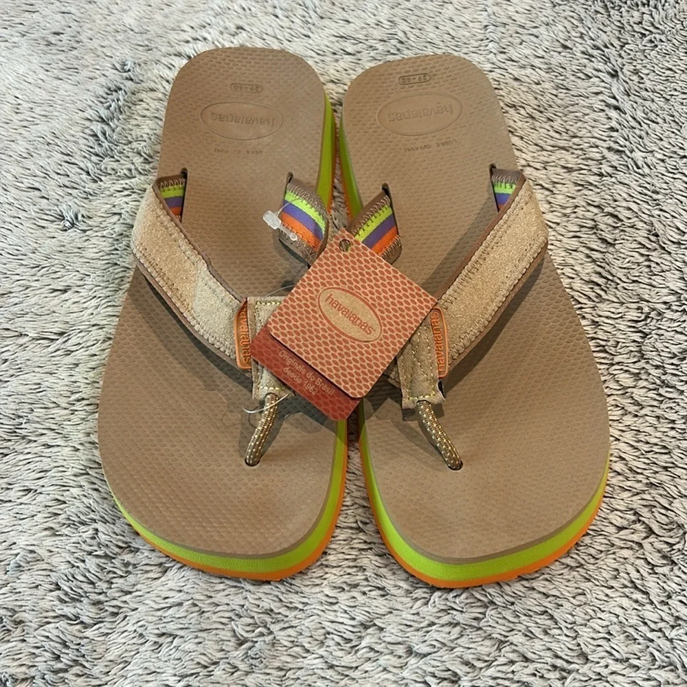 Havaianas Men's Rose Gold Flip Flops size 8 made in Brazil